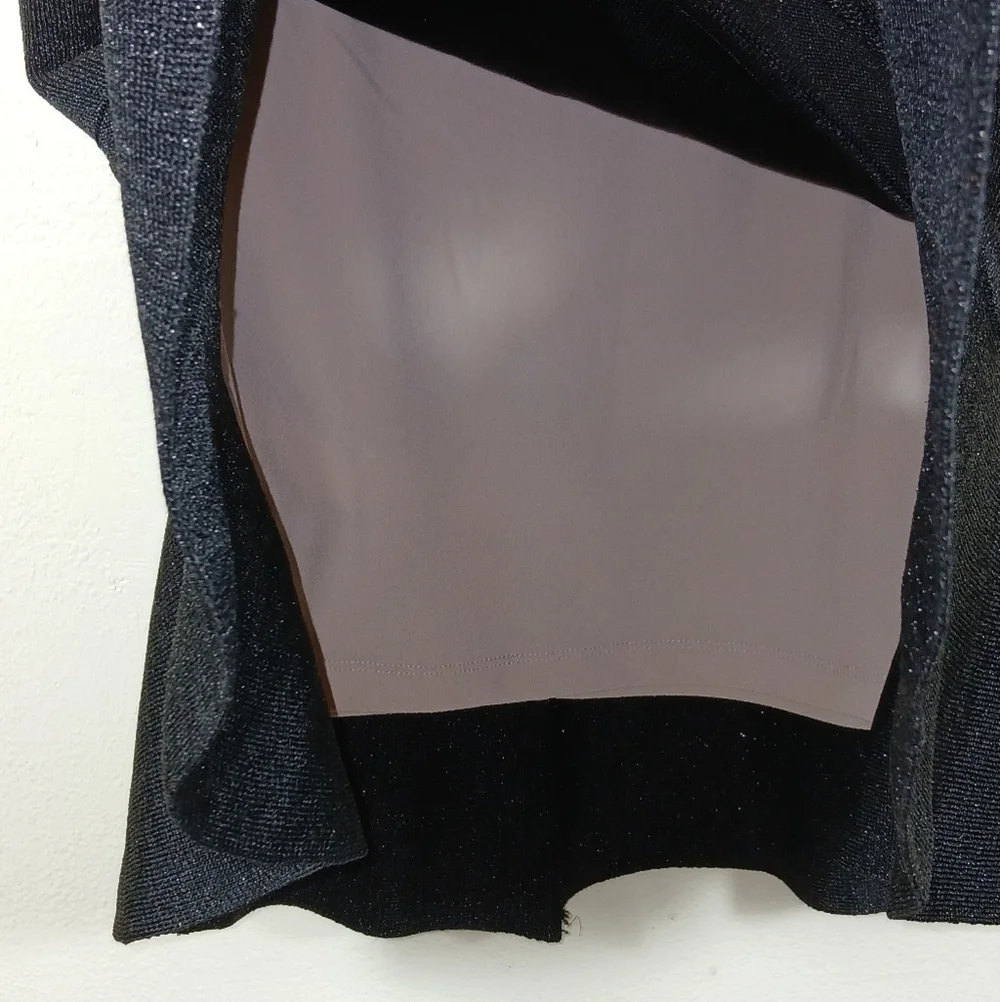 Alice + Olivia Black Metallic Mesh Ruffle mini Skirt size small